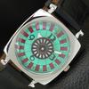 VINTAGE HAND-WINDING SWISS POKER FACE MENS REFURBISHED SEA GREEN WATCH A700941-5 R205a-a700941