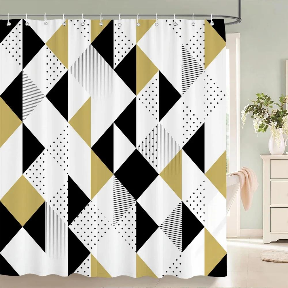 3D Zasłony do Łazienki Kolorowa Geometria Zasłony Prysznicowe Wodoodporna Tkanina Z 12 Haczykami Wystrój Domu Zmywalny Parawan Kąpielowy