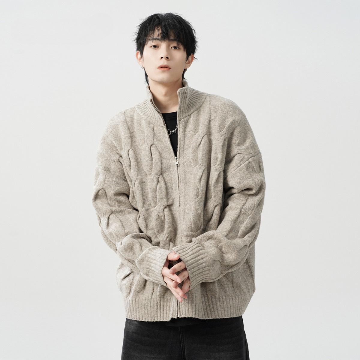 

Twist Zipper Hooded Knit Cardigan for Men & Women - Autumn Lazy Style Sweater Coat 3X-Large хакі