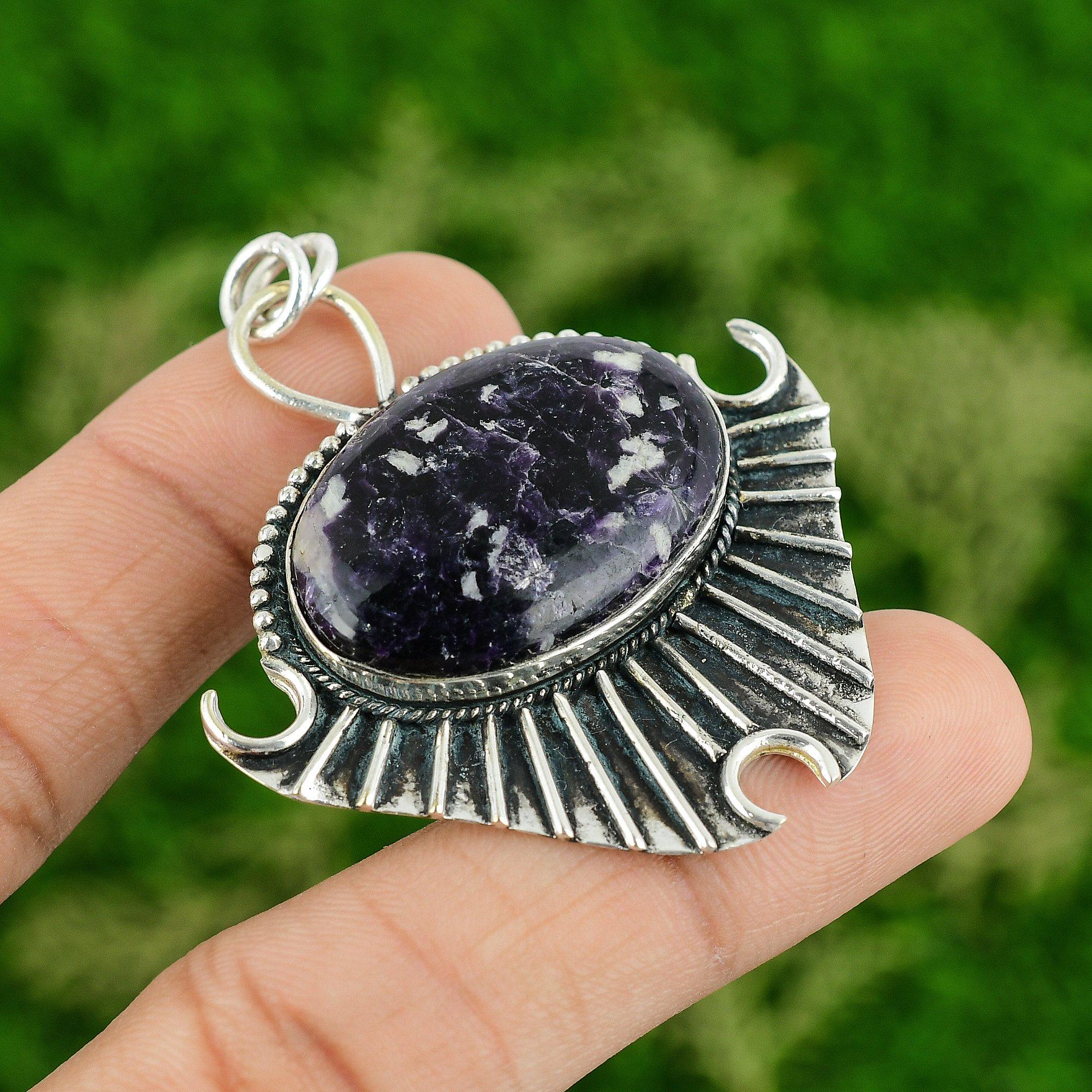 

Friendship Day Sale 925 Sterling Silver Natural Lepidolite Bezel Pendant Jewelry