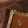 Vintage Emeral Green Glazed Pendant Necklace Shiny Gold Color Palace Style Summer Jewelry Bohemian Accessories for Women