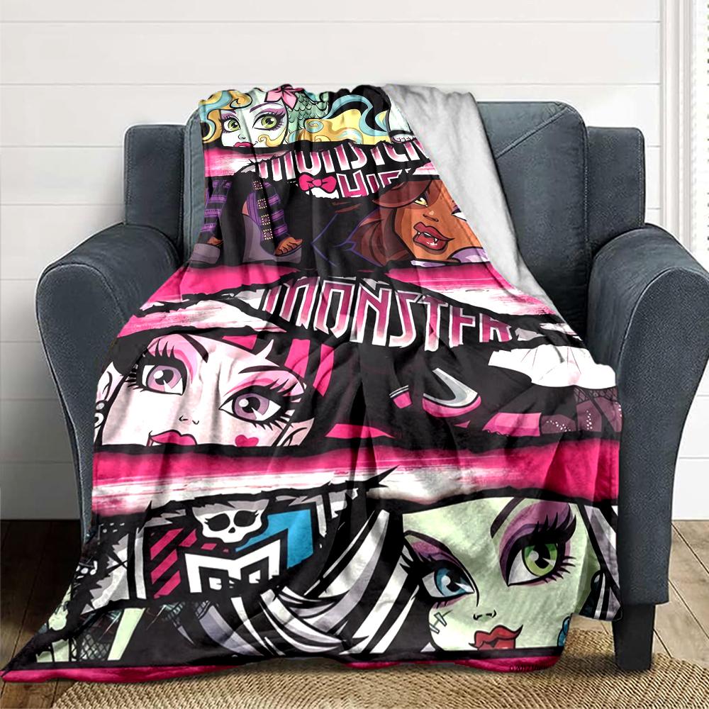 1Pc Monster High Creatures Blanket For Couch Bed Plush Cozy Fuzzy Blanket Super Soft Warm Blankets For Fall And Winter 091829