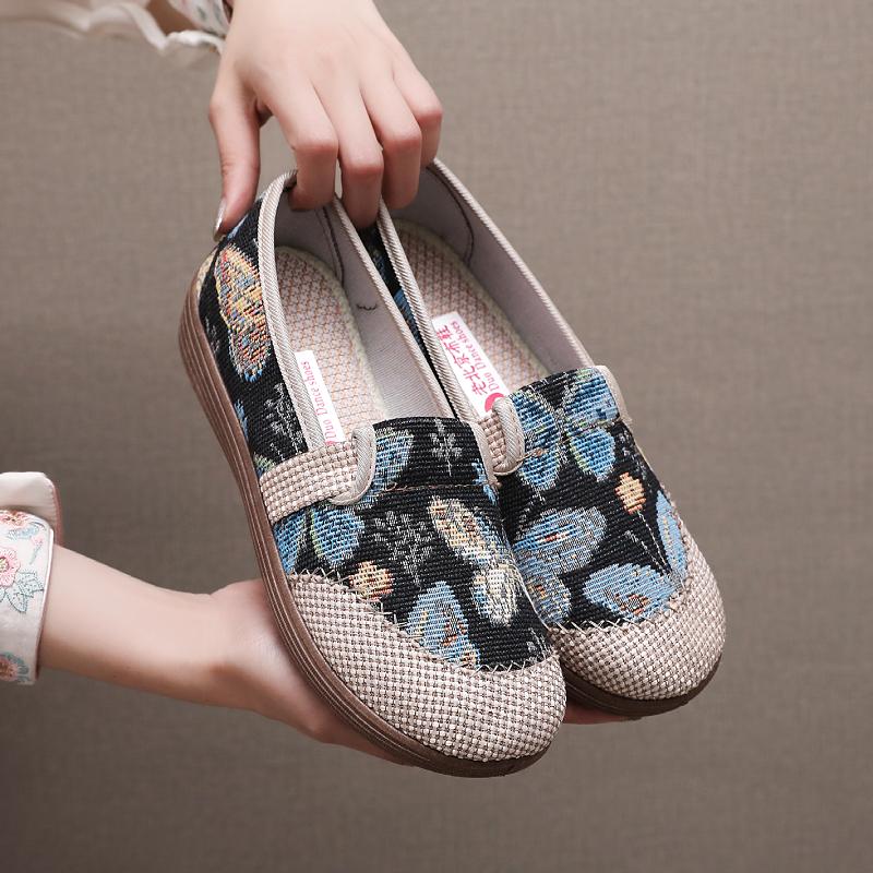 Spring and Autumn new cloth shoes single shoes medium casual canvas shoes cotton mop soft sole