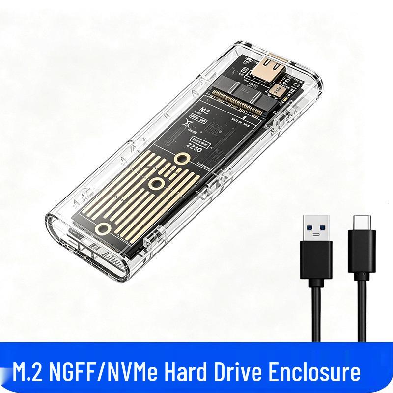 Transparent NVMe M.2 SSD Enclosure, 10Gbps Laptop Mobile Box