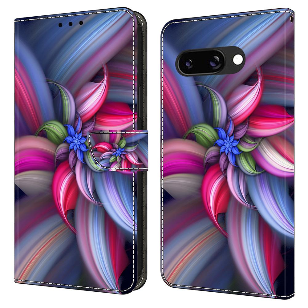 

Для Google Pixel 9a Чехол 3D Узор PU Кожаный Кошелек Чехол для Телефона с Подставкой Colorful Flowers