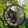 Acrylic Bald Eagle on Branch Suncatcher, Stained Glass Effect Window Hanging Ornament for Bird & Wildlife Lover Gifts