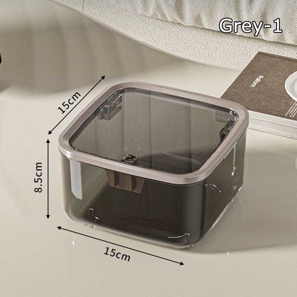 1 Stück Neue Luxuriöse Schreibtisch-Aufbewahrungsbox Transparent mit Deckel Schreibtisch-Mülleimer Schlafzimmer Kleiner Mülleimer Mülltonne