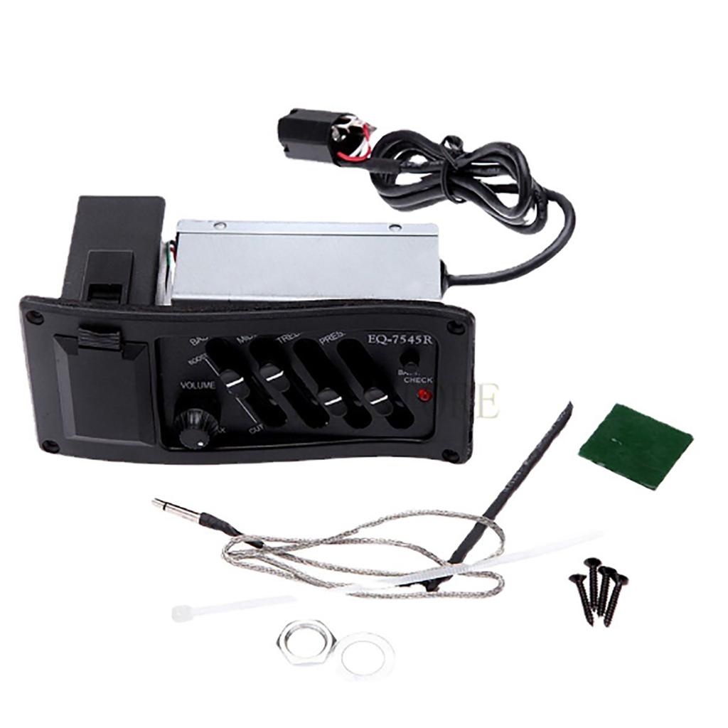 Guitar Pickup 4 Band Acoustic Guitar Preamp EQ Equalizer Piezo Pickup Digital Tuner Amplifier with Tuner Guitar Parts