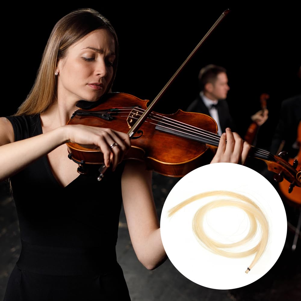 Two Natural White Horsehair Violin Bows, Spare Parts for Violin Bows and Stringed Instruments (Style)