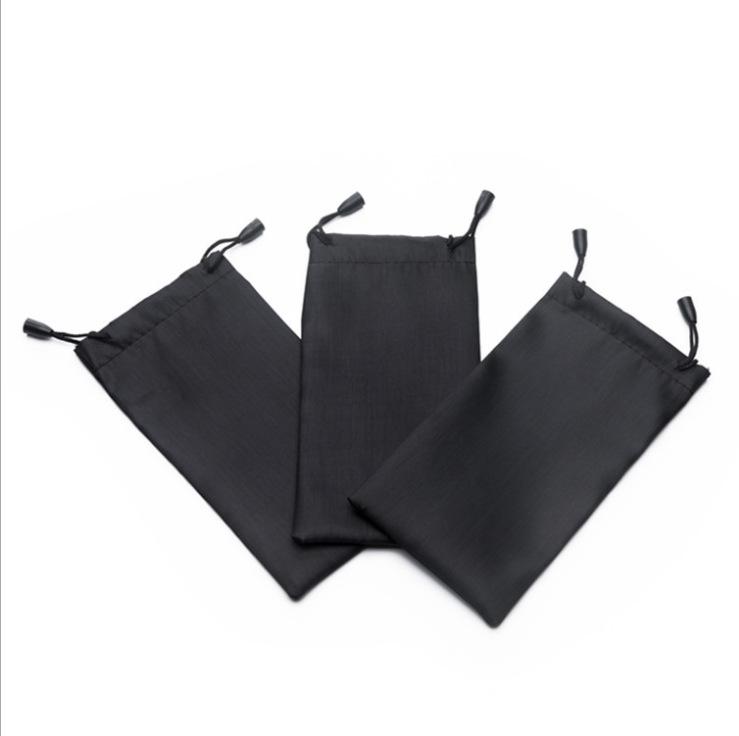 Black Drawstring Sunglasses Pouch - Thickened Portable Eyeglass Bag
