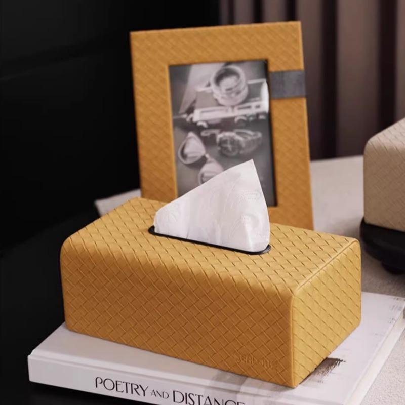 Luxuriöse gewebte Leder-Taschentuchbox Tischdeko für die Lobby, das Wohnzimmer, den Couchtisch-Organizer mit erstklassiger Handwerkskunst