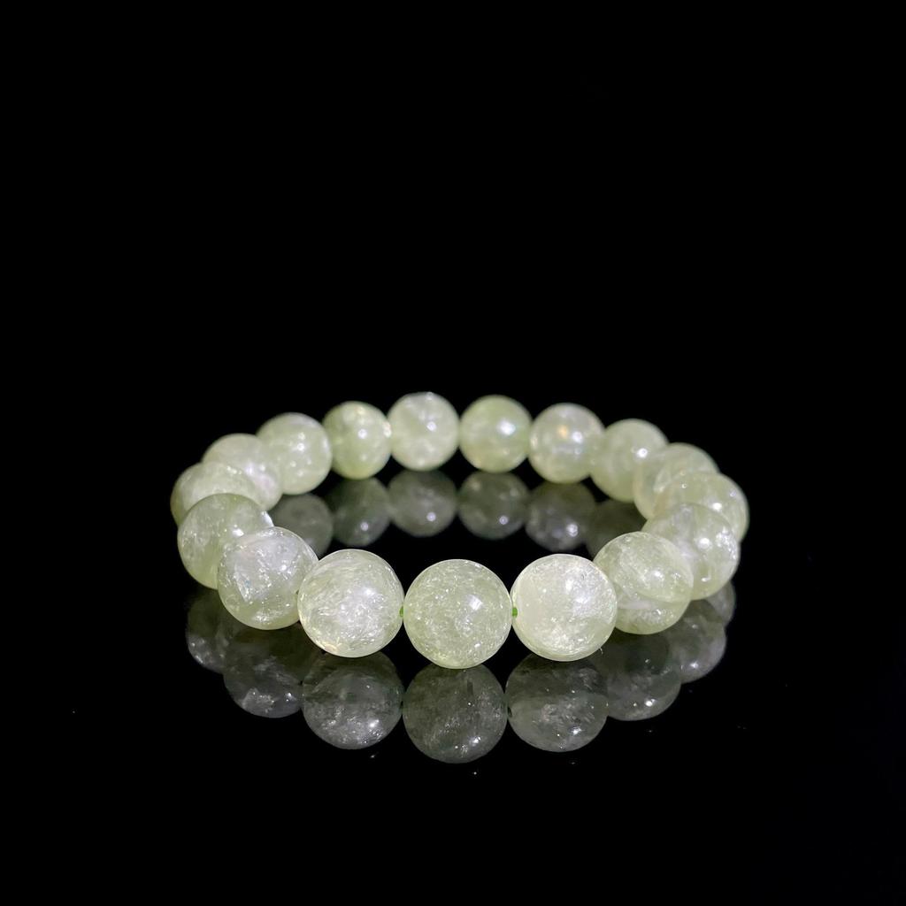 Bracelet en Perles Rondes d'Émeraude de Cristal Vert de Mine Ancienne Naturelle