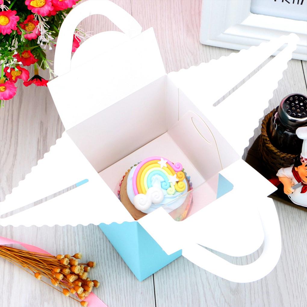 Cutii pentru cupcake cu mâner și inserție pentru fereastră Recipiente portabile pentru produse de patiserie Cutii pentru cupcakes individuale