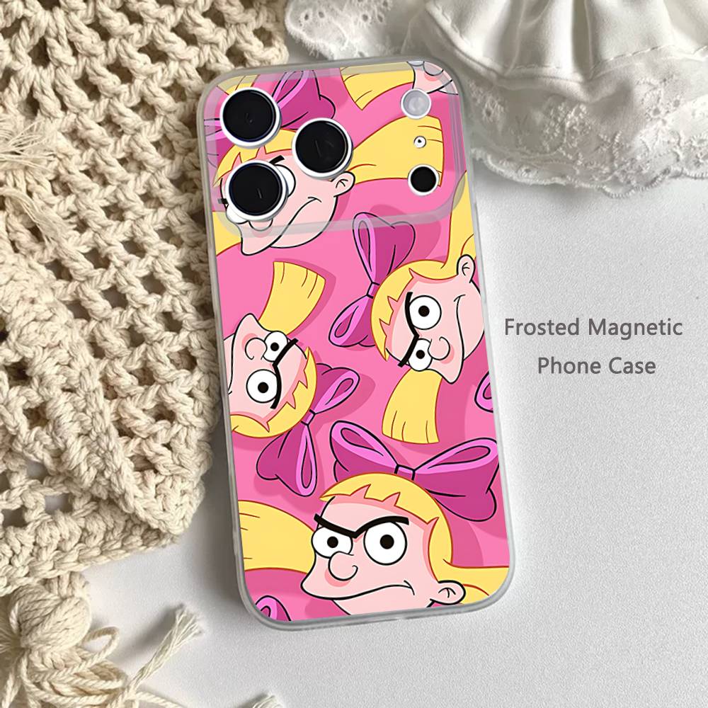 

CARTOON Hey A-Arnold Helga Frosted Clear Magnetic Case for iPhone 17,16,15,14,13,12,11 Pro,Max,Plus,Mini,Air,E iPhone14ProMax