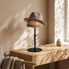 Adjustable Hat Display Stand Round Base Wooden Side Knob Woodwhite