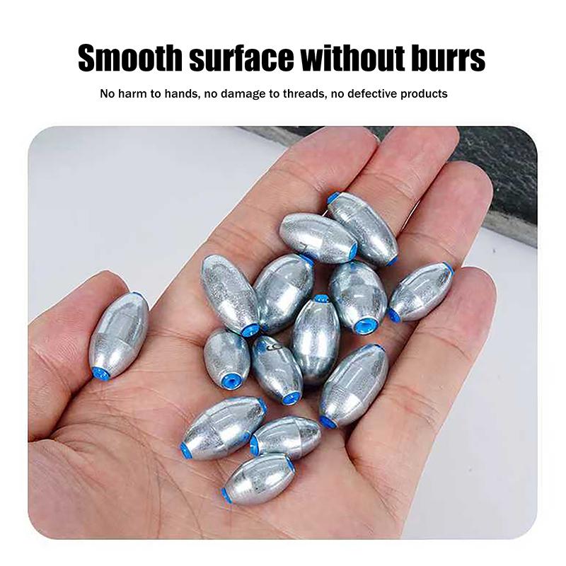 20Pcs Alloy Hollow Olive Fishing Sinkers3/ 4/6/8/10/12/15G Wax Coating Fishing Weight Steel Fishing Weights Accessories