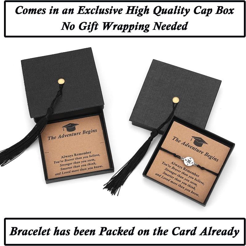 Stainless Stee 2026 Graduation Bracelet Comes in Cap Box with Quote Cards -gifts for Him Her High /College/Middle School Grads