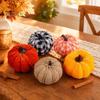 Burlap And Velvet Pumpkins 5 Pcs Fall Fabric Pumpkin Decor, Thanksgiving Farmhouse Stuffed Plaid Decoration, Harvest Small Faux for Home Table