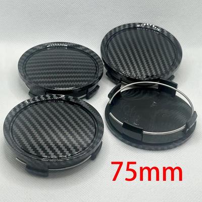 4 ks/Sada 75 mm Vzor uhlíkových vlákien Kryt stredovej krytky náboja kolesa vozidla do auta ABS Vysoko kvalitný Odolný Vonkajšie Autopríslušenstvo