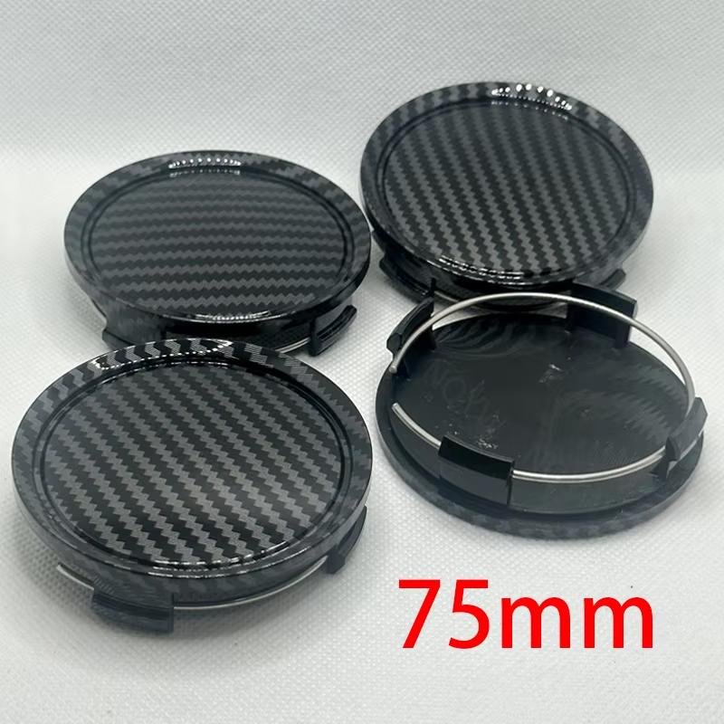 4Pcs/Set 75mm Carbon Fiber Pattern Car Vehicle Wheel Hub Center Cap Cover ABS High Quality Durable Exterior Car Auto Accessories