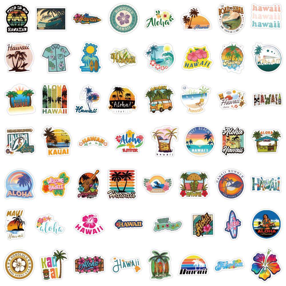 55 New Hawaiian Graffiti Stickers Decorative Scooter Computer Guitar Account Stickers
