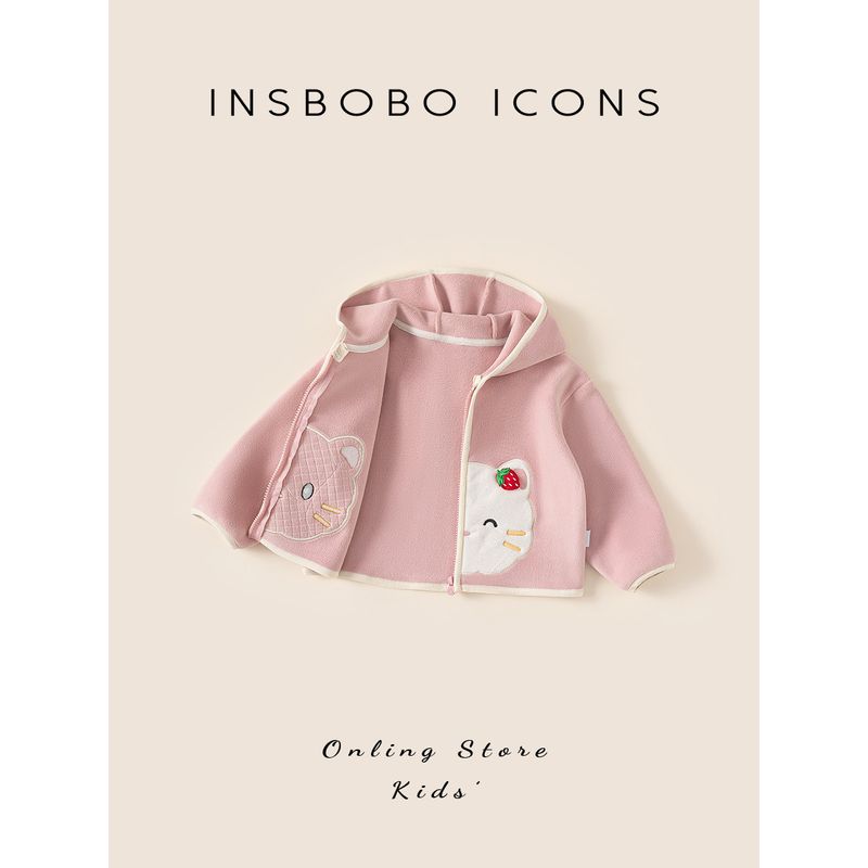 Insbobo Girls' Coat 2025 Winter New Thickened Warm Children's Winter Clothing for Girls Trendy Thickened Top