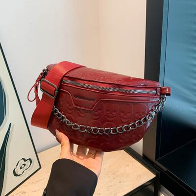 Krokodilmuster Ketten Brusttasche für Damen PU-Leder Lässige Bauchtasche Hüfttasche Umhängetaschen Crossbody-Tasche