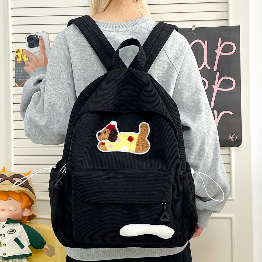 Schoolbag [1st Grade Ridge Protection] Corduroy Cartoon Animal School Bag Primary School Wholesale School Bag 1st Grade Ridge Protection
