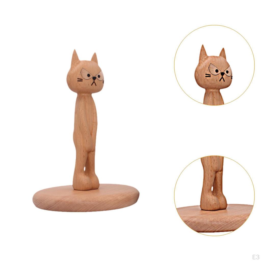 Porte-essuie-tout en bois Forme de chat Rustique pour Salle de bain Maison Organisateur de cuisine Marron Foncé