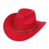 Women Men Western Cowboy Hat, Wide Curved Brim Felt Cowgirl Hat, Vintage Jazz Riding Hat, Removable Hat Belt, Head Circumference 56‑58cm