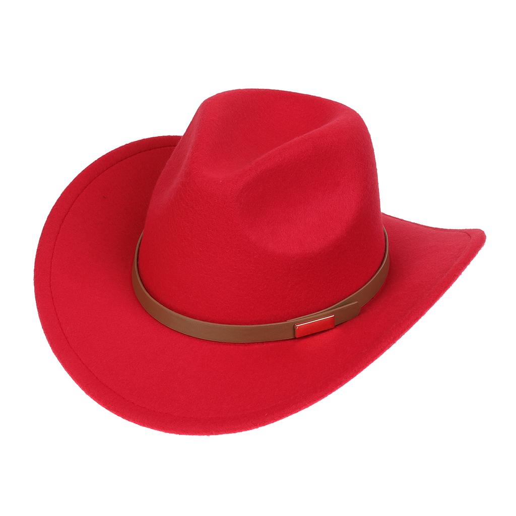 Women Men Western Cowboy Hat, Wide Curved Brim Felt Cowgirl Hat, Vintage Jazz Riding Hat, Removable Hat Belt, Head Circumference 56‑58cm