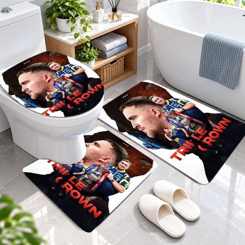 3Pcs Flannel Toilet Mat Set Luke Littler Bathroom Rug Bath Carpet Non Slip Home Decor