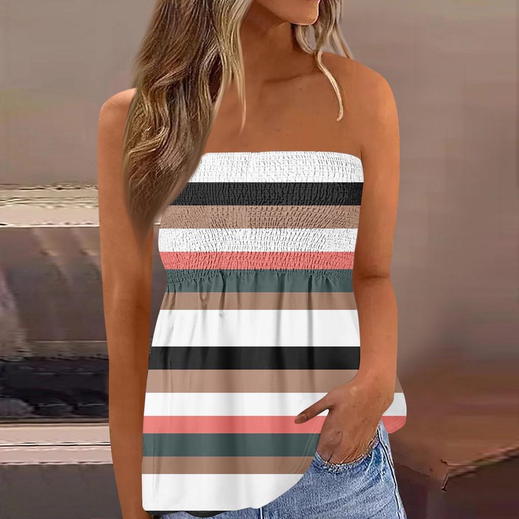Tube-Tops für Damen, süßes, sexy, schulterfreies, ärmelloses T-Shirt mit Aufdruck