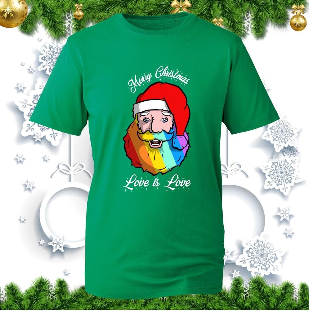 Lgbt Santa Merry Christmas Tshirt Love Is Love Gay Pride Xmas Rainbow Colours
