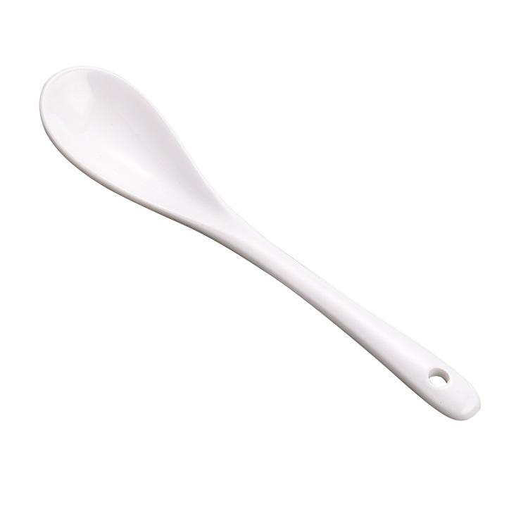 Pure White Ceramic Long Handle Spoon for Coffee, Seasoning, and Condiments