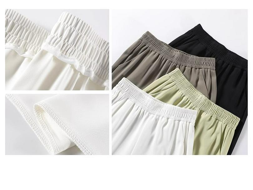 Women's Summer High-Waisted Black Wide-Leg Floor-Length Pants