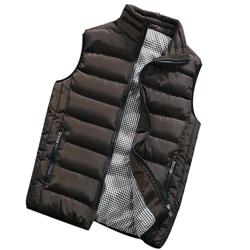 Men Winter Coat Padded Cotton Vest Warm Hooded Thick Vest Tops Jacket