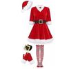 5 Stück Nikolaus Kostüm Für Damen Clause Nikolaus Kleid Weihnachts Outfits Kleider Hut Handschuhe Gürtel Strümpfe Für Weihnachten Jahr