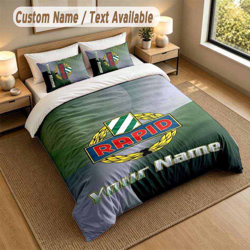 3Pcs Bedding Set Custom Name Text, 1 Sheet 2 Pillowcases Home Bed DecorRapid Wien FC