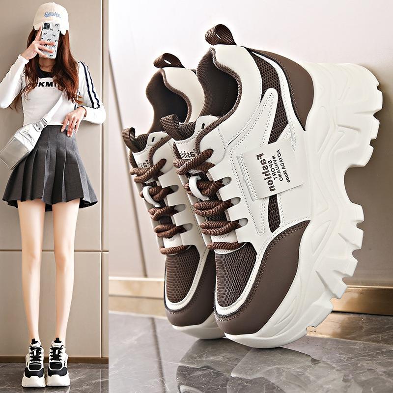 Women's Shoes New Spring Thick Sole Inner Height Increase Women's Small Height Sports Shoes Versatile