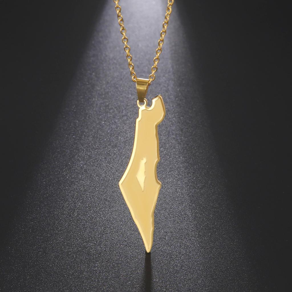Cazador Stainless Steel Israel Map Pendant Necklace for Women Jewelry 2026 Gold Color Geography Country Gift Wholesale