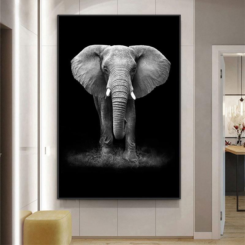 Modern Black And White Lion Elephant Deer Zebra Poster Canvas Painting Nordic Animals Wall Picture For Living Room Home Decor