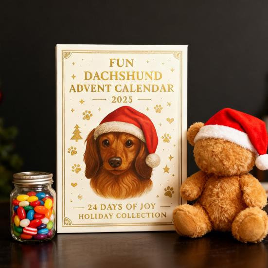 Jezevčík Vánoční adventní kalendář 2025 Odpočítávání 24 dní Akrylové ozdoby jezevčíka Roztomilá sváteční dekorace pro milovníky psů Suvenýry