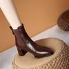 Thick Heel Temperament Retro Pointed Middle Heel Fashion Boots Women's 2025 Autumn New Thin Pleated Short Chelsea Boots
