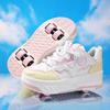 Pattini a rotelle per bambini Ragazzi Ragazze Pattini a rotelle in pelle Bambini Nascosti 2 Ruote Con Molteplici Funzioni Staccabili Scarpe Casual alla Moda