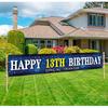 Large Blue Happy 13th Birthday Banner, Huge Teenager Sign, 13th Bday Sign for Yard Garden, 13 Year Old Blue Birthday Party,13 Bday Party Photo