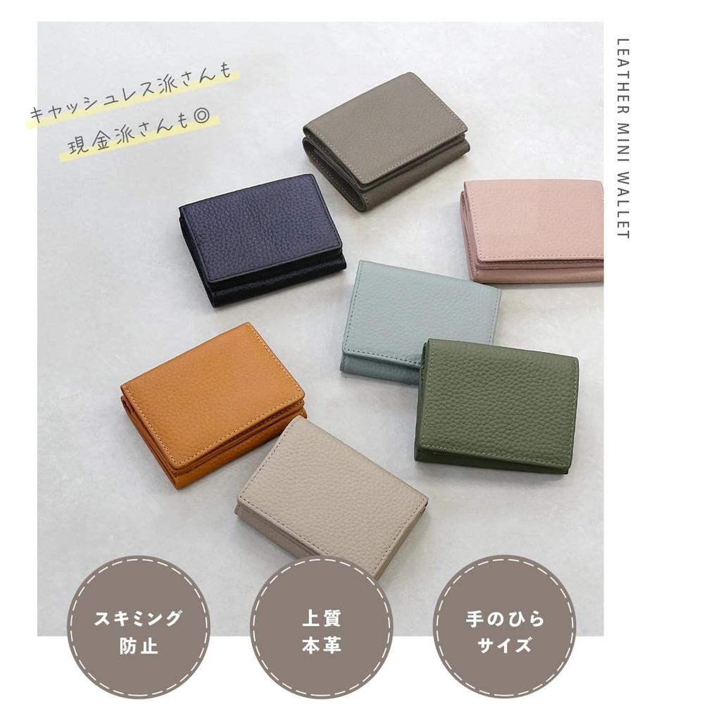 Echtes Leder Mini-Portemonnaie, Kleine Münzbörse, Kompaktes Dreifach-Portemonnaie, Kein Scheinfach, Münzfach, Skimming-Schutz, Damen (Altrosa)