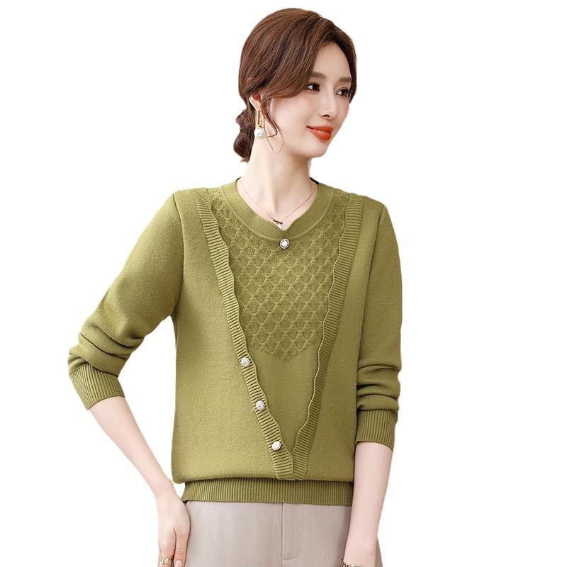 Women's Fashionable Winter Fleece-Lined Two-Piece Sweater Top for Middle-Aged and Elderly