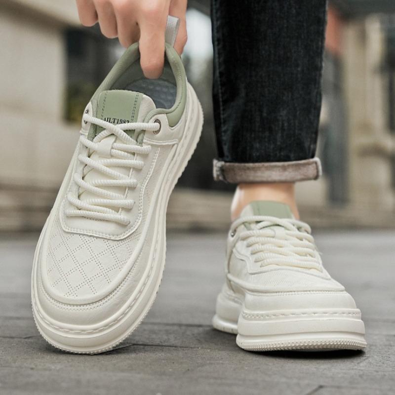 Fashion Trendy Men's Pu Leather Platform Casual Shoes Student Breathable Board Shoes Spring Autumn White Walking Sneakers Zapatos Tenis