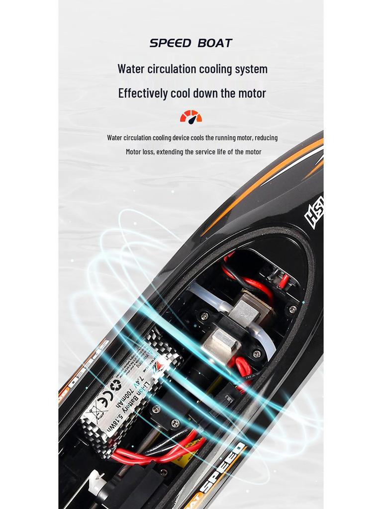 X HJ812 Remote Control High-Speed Boat with Night Navigation Light - 2.4G Water Toy